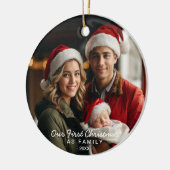 Onze eerste Kerstmis als Familie Foto Keramisch Ornament (Links)