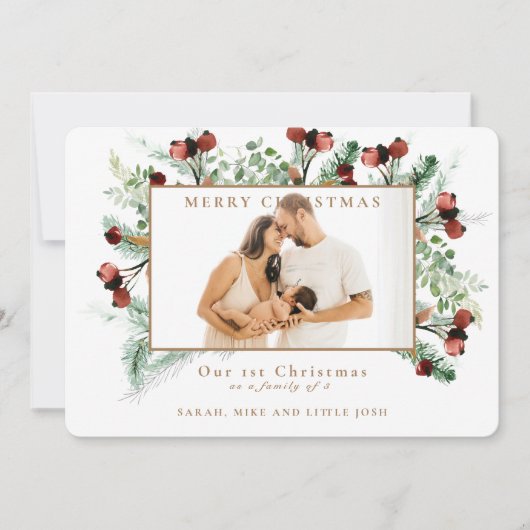 Onze eerste Kerstmis als familie van 3 foto's (Voorkant)