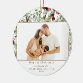 Onze eerste Kerstmis als familie van 3 foto's Keramisch Ornament (Links)