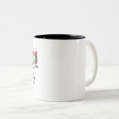 Onze Eerste Kerstmis als familie van 6 aangepaste  Tweekleurige Koffiemok (Voorkant rechts)