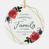 Onze eerste Kerstmis als familie van drie kletsen Keramisch Ornament (Voorkant)