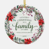 Onze eerste Kerstmis als familie van drie rituelen Keramisch Ornament (Voorkant)