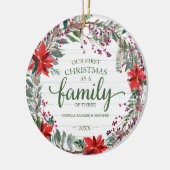 Onze eerste Kerstmis als familie van drie rituelen Keramisch Ornament (Links)
