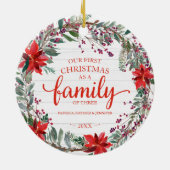 Onze eerste Kerstmis als familie van drie rituelen Keramisch Ornament (Achterkant)