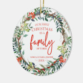 Onze eerste Kerstmis als familie van drie rituelen Keramisch Ornament (Links)