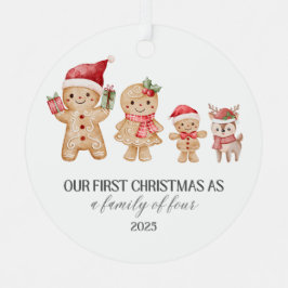 Onze Eerste Kerstmis als Familie van Vier Metalen Ornament