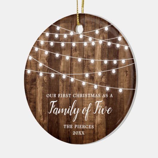 Onze eerste Kerstmis als familie van vijf mensen Keramisch Ornament (Links)