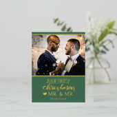 Onze eerste Kerstmis als Folie van de heer Newlywe Folie Feestdagen Briefkaart (Staand Voorkant)