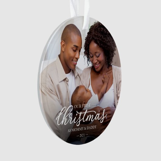 Onze eerste Kerstmis als foto van moeder en vader Ornament (voorkant)