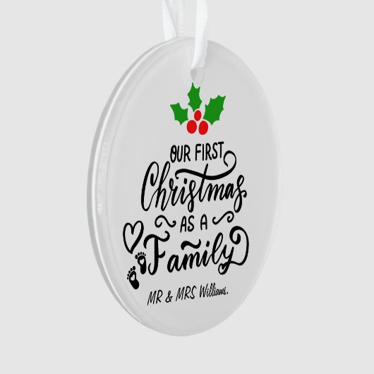 Onze eerste Kerstmis als foto van moeder en vader Ornament (voorkant)