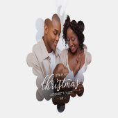 Onze eerste Kerstmis als foto van moeder en vader Ornament Kaart (Rechts)