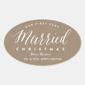 Onze Eerste Kerstmis als Getrouwd Stel Mijn Man &  Ovale Sticker (Voorkant)