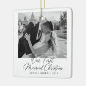 Onze Eerste Kerstmis als Getrouwd Stel Persoonlijk Keramisch Ornament (Links)