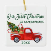 Onze eerste Kerstmis als Grandouders Truck Tree Keramisch Ornament (Voorkant)