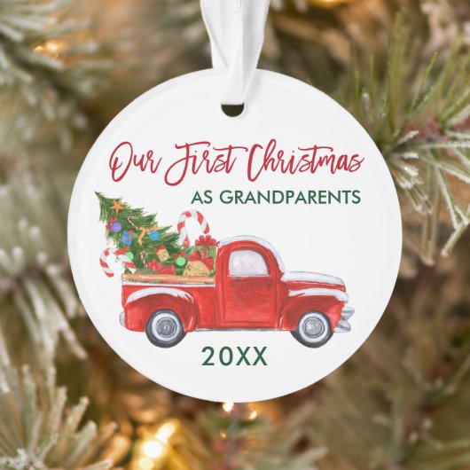 Onze eerste Kerstmis als Grandouders Truck Tree Ornament (Boom)
