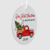 Onze eerste Kerstmis als Grandouders Truck Tree Ornament (voorkant)