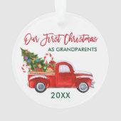 Onze eerste Kerstmis als Grandouders Truck Tree Ornament (achterkant)