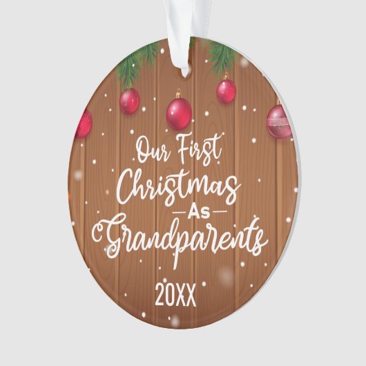 onze eerste Kerstmis als grootouder realistisch  Ornament (voorkant)