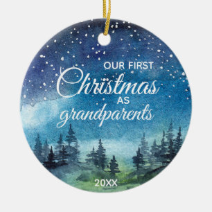 Onze eerste Kerstmis als grootouderenversier Keramisch Ornament