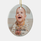 Onze eerste Kerstmis als Grootouders Baby Foto Keramisch Ornament (Rechts)
