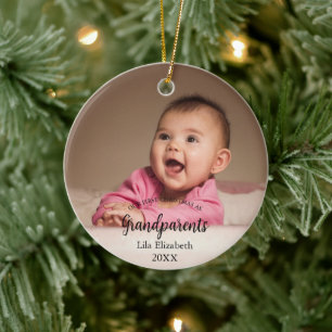 Onze eerste Kerstmis als Grootouders Baby Foto Keramisch Ornament