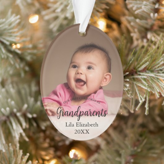 Onze eerste Kerstmis als Grootouders Baby Foto Ornament (Boom)
