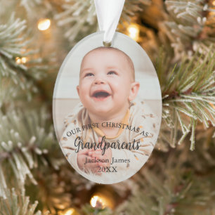 Onze eerste Kerstmis als Grootouders Baby Foto Ornament