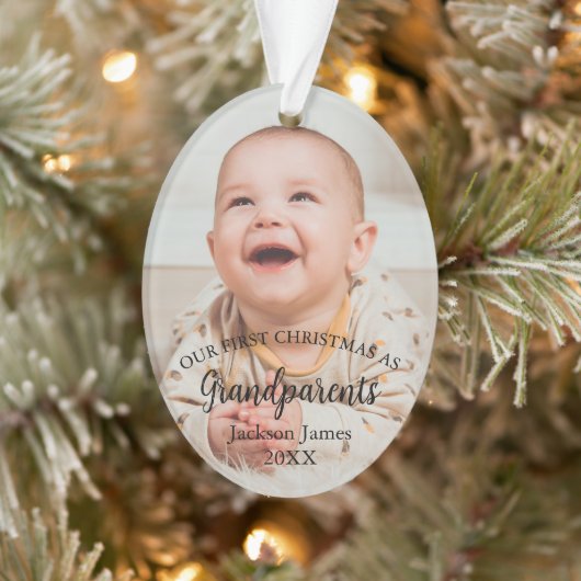 Onze eerste Kerstmis als Grootouders Baby Foto Ornament (Boom)