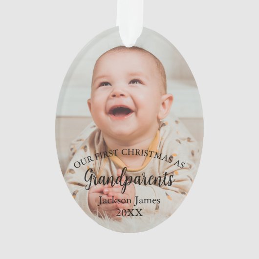Onze eerste Kerstmis als Grootouders Baby Foto Ornament (achterkant)