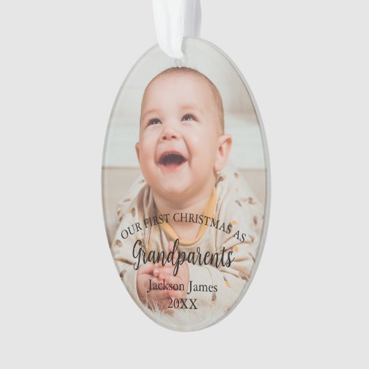 Onze eerste Kerstmis als Grootouders Baby Foto Ornament (voorkant)