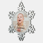 Onze eerste Kerstmis als Grootouders Baby Foto Tin Sneeuwvlok Ornament (Rechts)