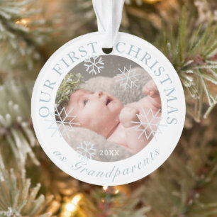 Onze eerste Kerstmis als Grootouders Blue Boy Foto Ornament
