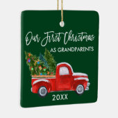 Onze eerste Kerstmis als grootouders die Groen zij Keramisch Ornament (Rechts)