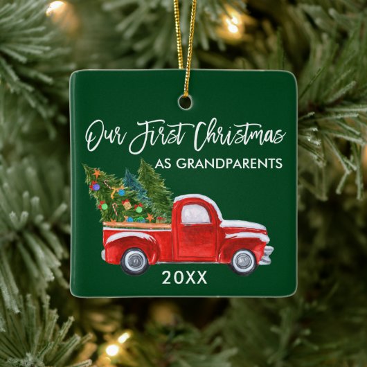 Onze eerste Kerstmis als grootouders die Groen zij Keramisch Ornament (Boom)