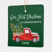 Onze eerste Kerstmis als grootouders die Groen zij Keramisch Ornament (Links)