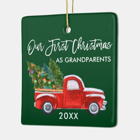 Onze eerste Kerstmis als grootouders die Groen zij Keramisch Ornament (Links)