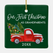 Onze eerste Kerstmis als grootouders die Groen zij Keramisch Ornament (Achterkant)