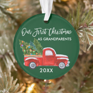 Onze eerste Kerstmis als grootouders die Groen zij Ornament