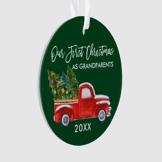 Onze eerste Kerstmis als grootouders die Groen zij Ornament (voorkant)