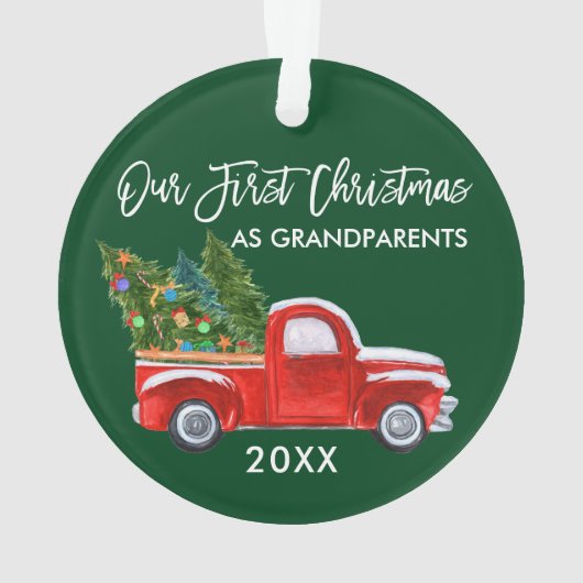 Onze eerste Kerstmis als grootouders die Groen zij Ornament (achterkant)