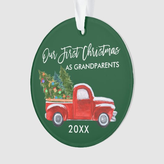 Onze eerste Kerstmis als grootouders die Groen zij Ornament (voorkant)