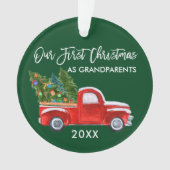 Onze eerste Kerstmis als grootouders die Groen zij Ornament (voorkant)
