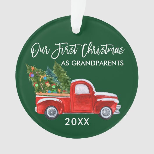 Onze eerste Kerstmis als grootouders die Groen zij Ornament (voorkant)
