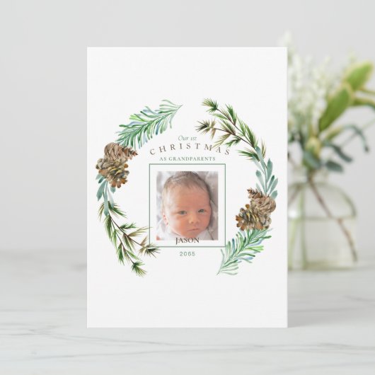 Onze eerste kerstmis als grootouders die naar de f kaart (Staand voorkant)