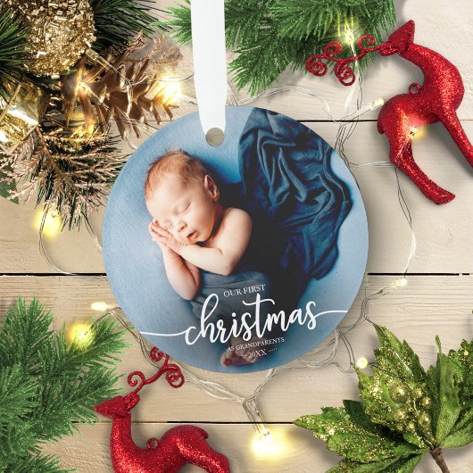 Onze Eerste Kerstmis Als Grootouders Elegante Foto Ornament