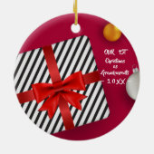 Onze eerste Kerstmis als grootouders Floral Foto C Keramisch Ornament (Achterkant)