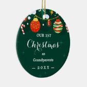 Onze eerste Kerstmis als grootouders Floral Foto Keramisch Ornament (Rechts)