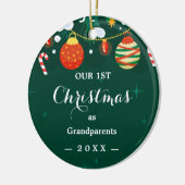 Onze eerste Kerstmis als grootouders Floral Foto Keramisch Ornament (Links)