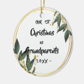 Onze eerste Kerstmis als grootouders Floral Foto Keramisch Ornament (Links)