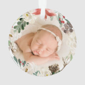 Onze eerste Kerstmis als grootouders Floral Foto Ornament (achterkant)